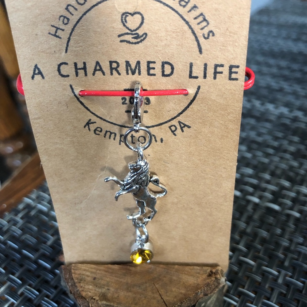 NWT, Handmade by A Charmed Life. Silver Lion with A Cistern Crystal